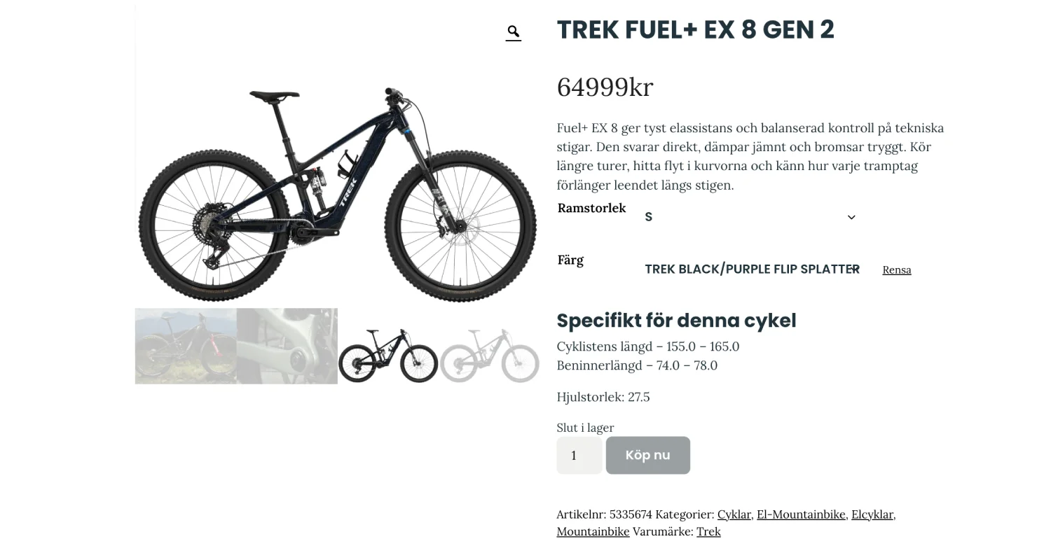 Store front – hela cykelbutikens sortiment online med automatisk produktkatalog